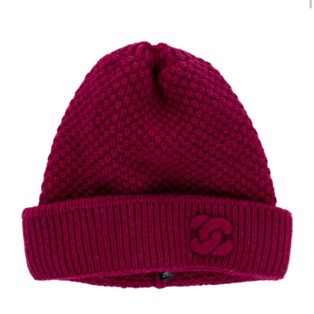 Chanel Burgundy Knit Beanie